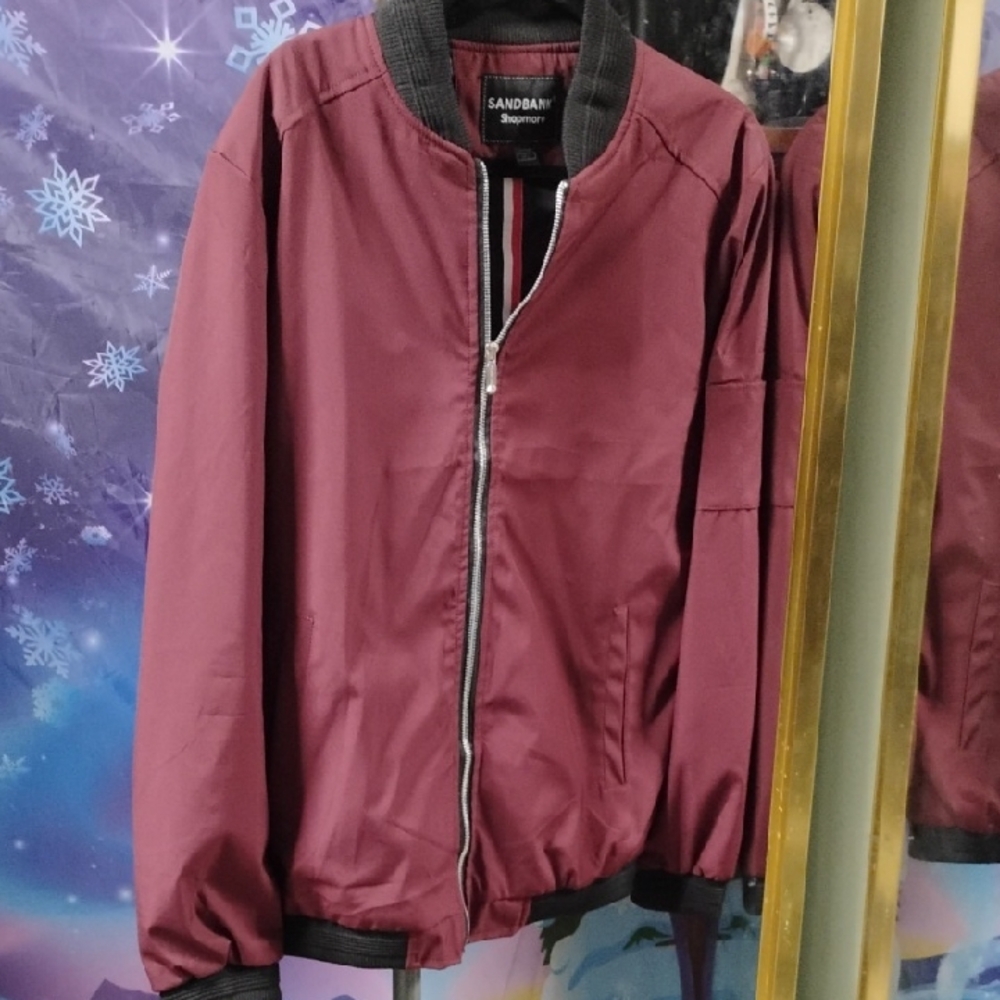 Men's Burgundy Bomber Jacket